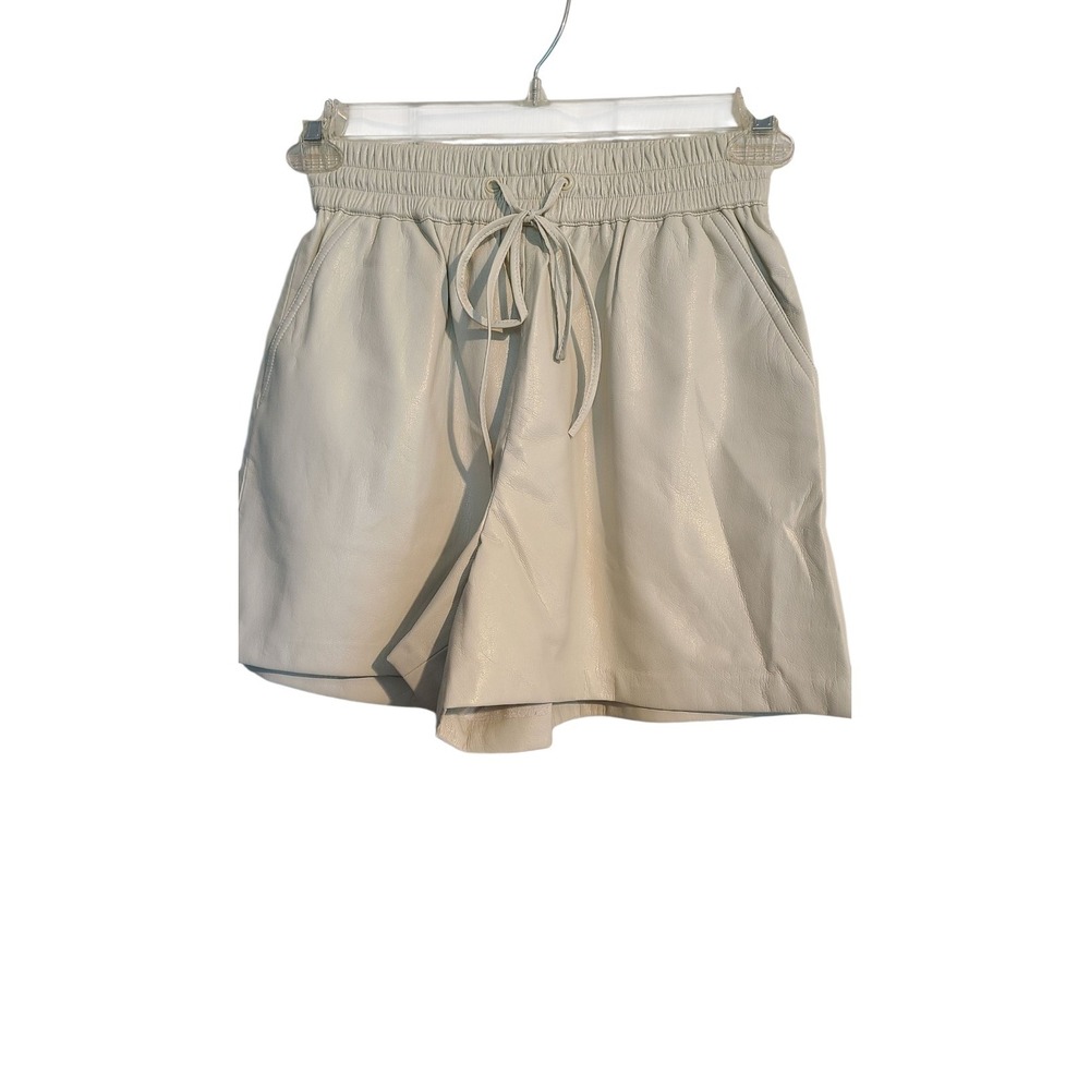 Good American Better Than Leather Shorts Womens Size 1 US S Bone Faux Leather